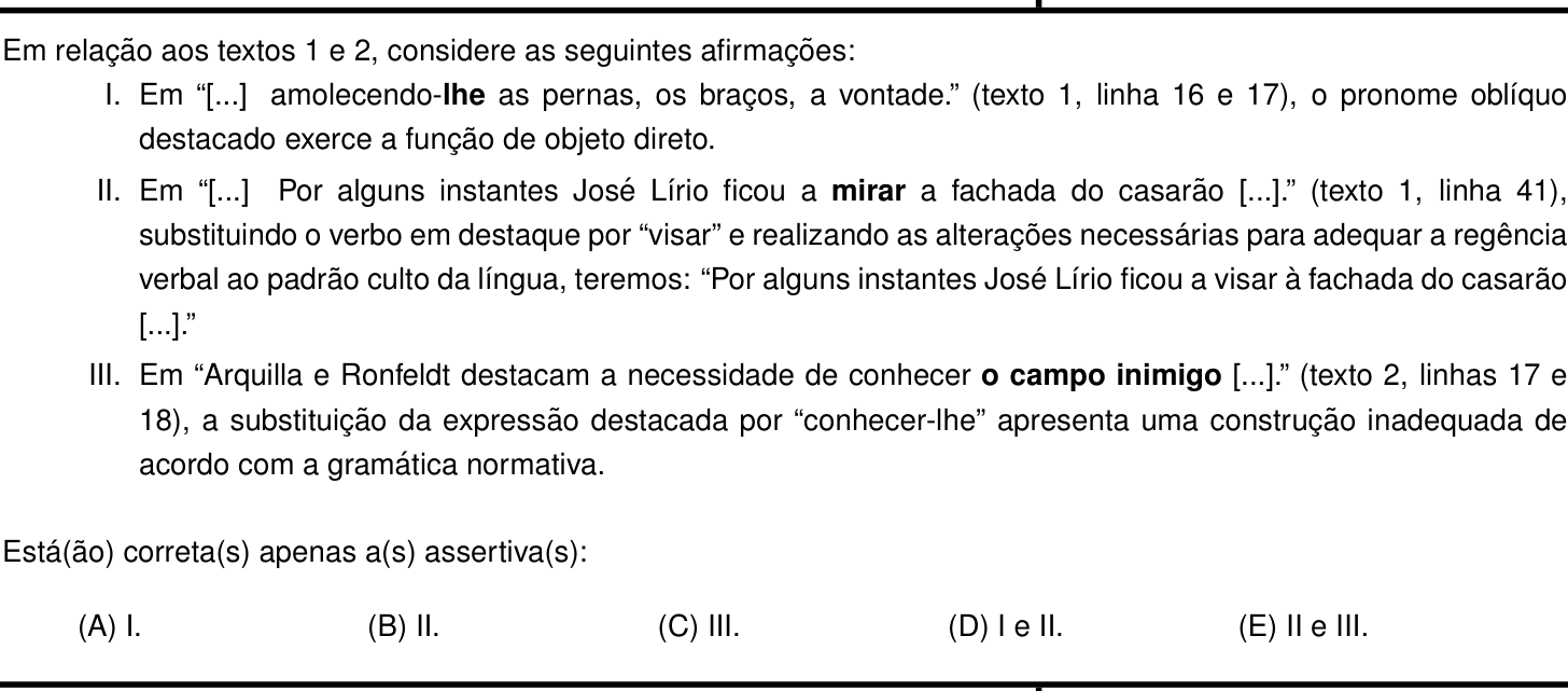 Questão 15 no caderno Português e Inglês da 2ª fase do IME 2023