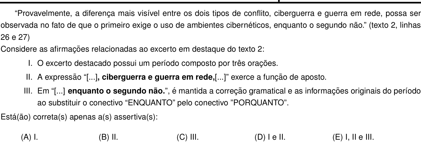 Questão 20 no caderno Português e Inglês da 2ª fase do IME 2023