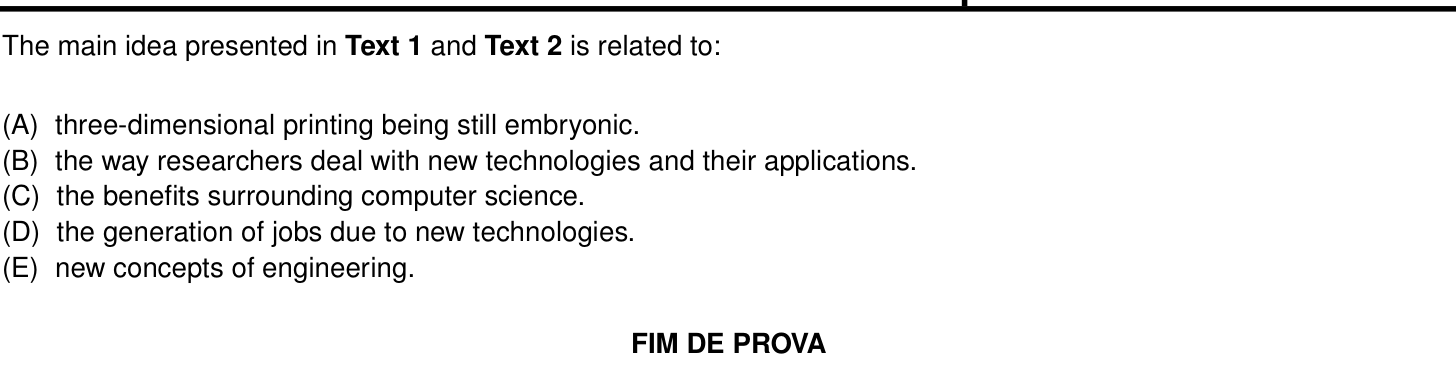 Questão 40 no caderno Português e Inglês da 2ª fase do IME 2023