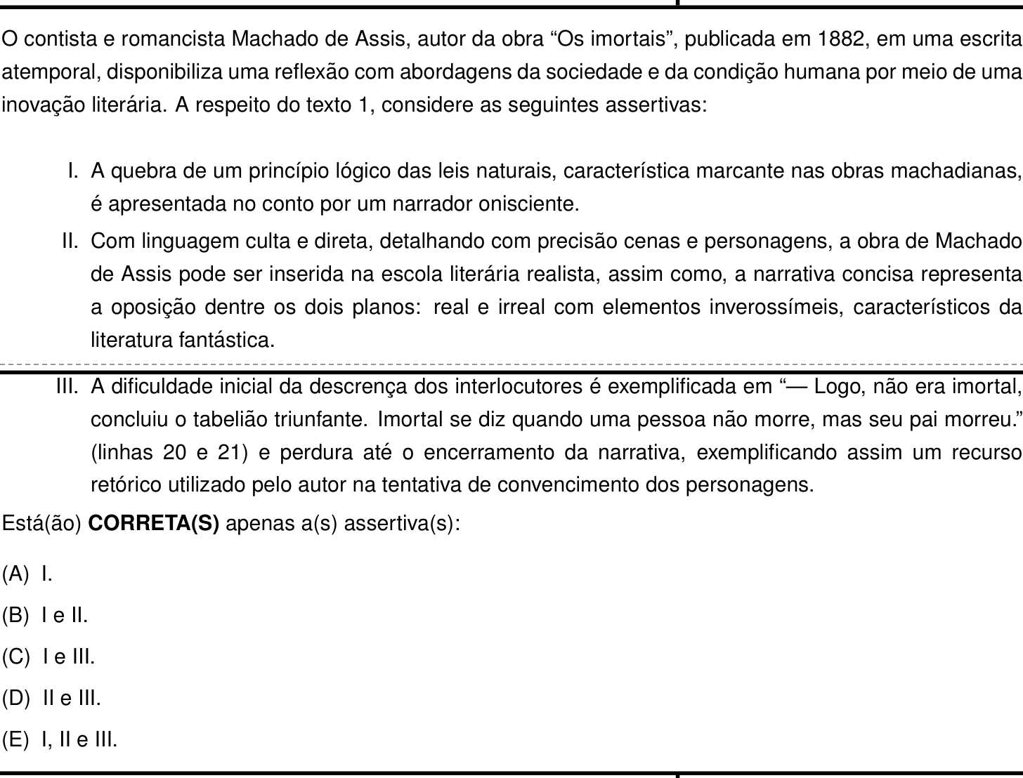 Questão 8 no caderno Português e Inglês da 2ª fase do IME 2025