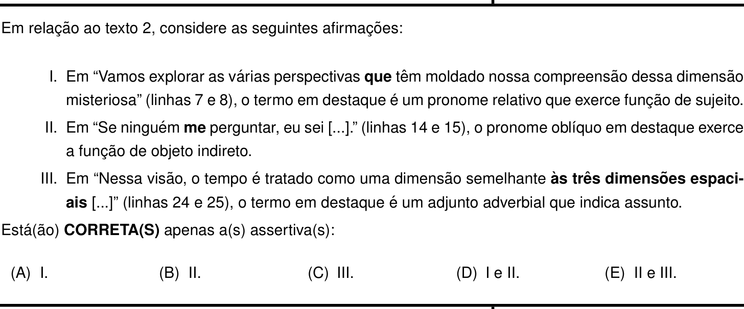 Questão 13 no caderno Português e Inglês da 2ª fase do IME 2025