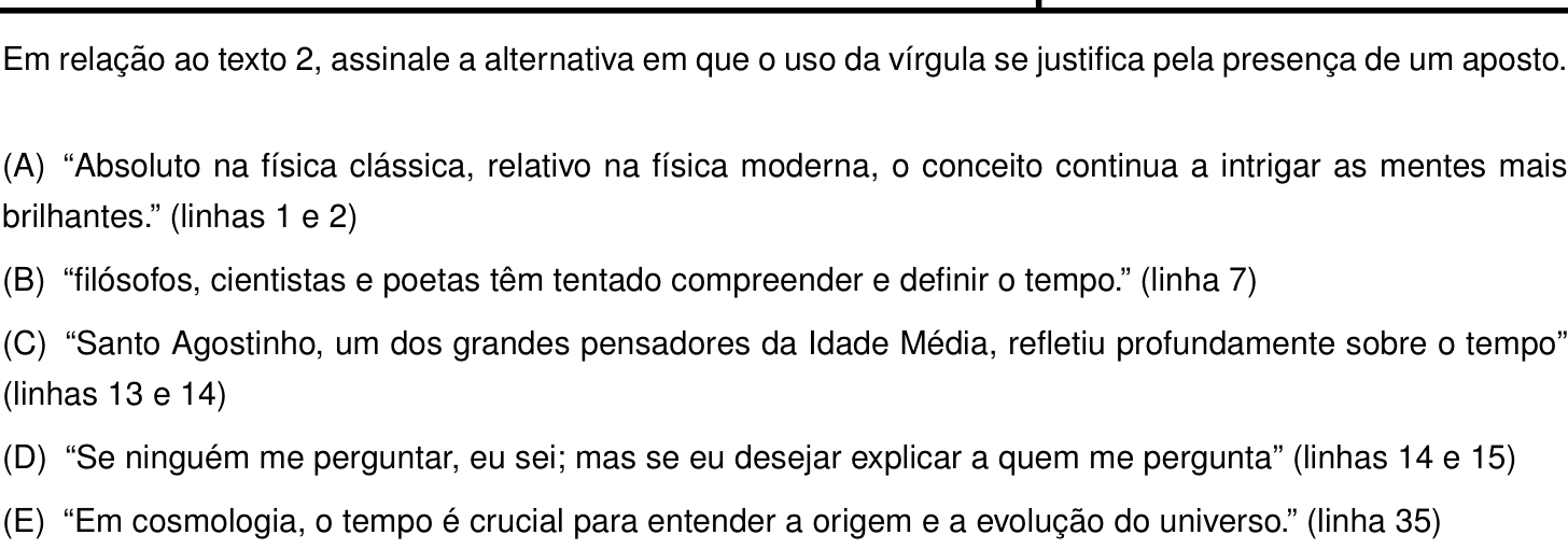 Questão 15 no caderno Português e Inglês da 2ª fase do IME 2025