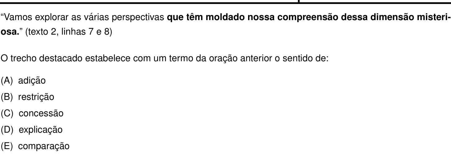 Questão 18 no caderno Português e Inglês da 2ª fase do IME 2025
