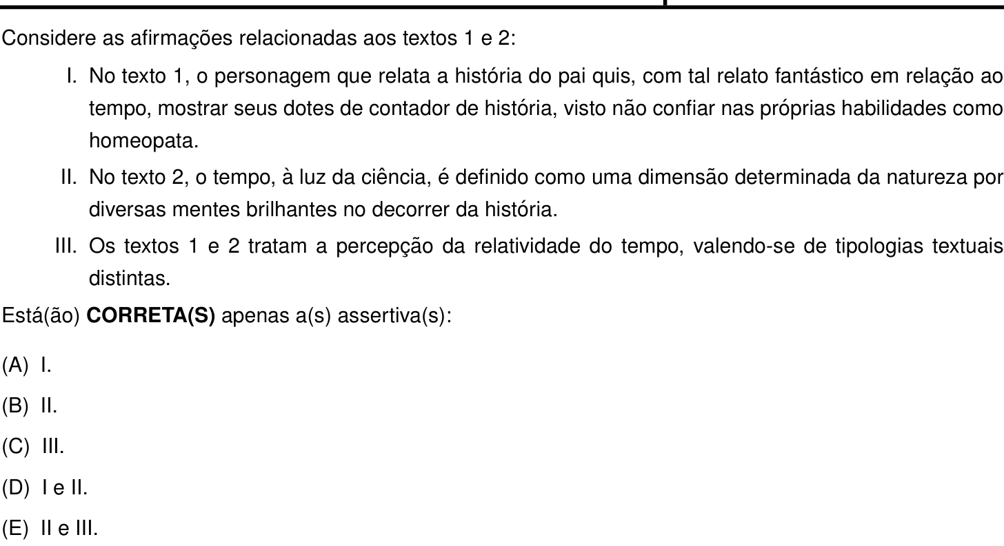 Questão 20 no caderno Português e Inglês da 2ª fase do IME 2025
