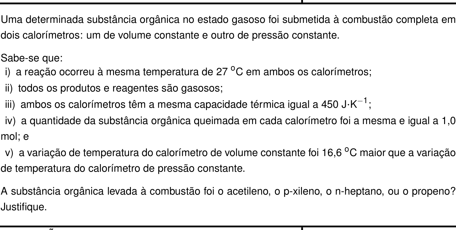Questão 5 no caderno Química da 2ª fase do IME 2027