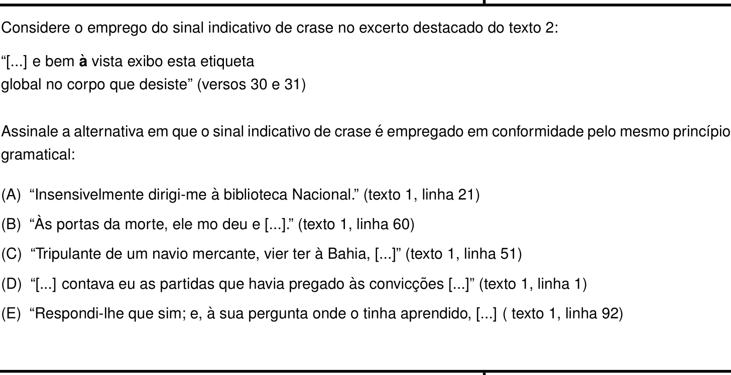 Questão 14 no caderno Português e Inglês da 2ª fase do IME 2027