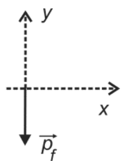 Eixos cartesianos com o vetor p_f apontando verticalmente para baixo