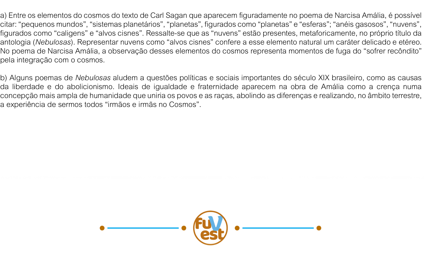 Resposta esperada no documento da FUVEST