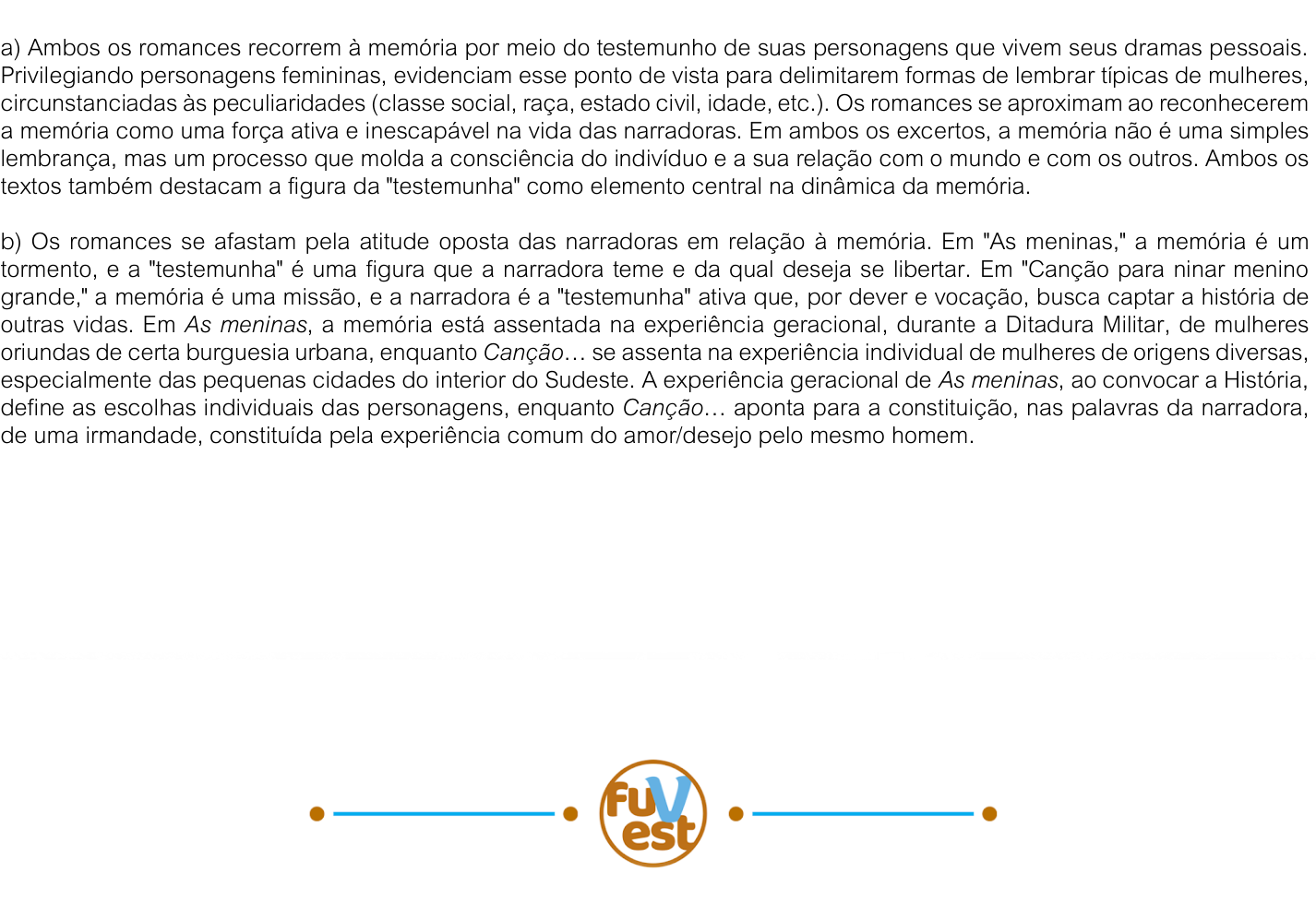 Resposta esperada no documento da FUVEST