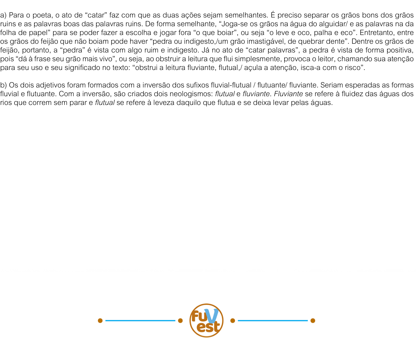 Resposta esperada no documento da FUVEST