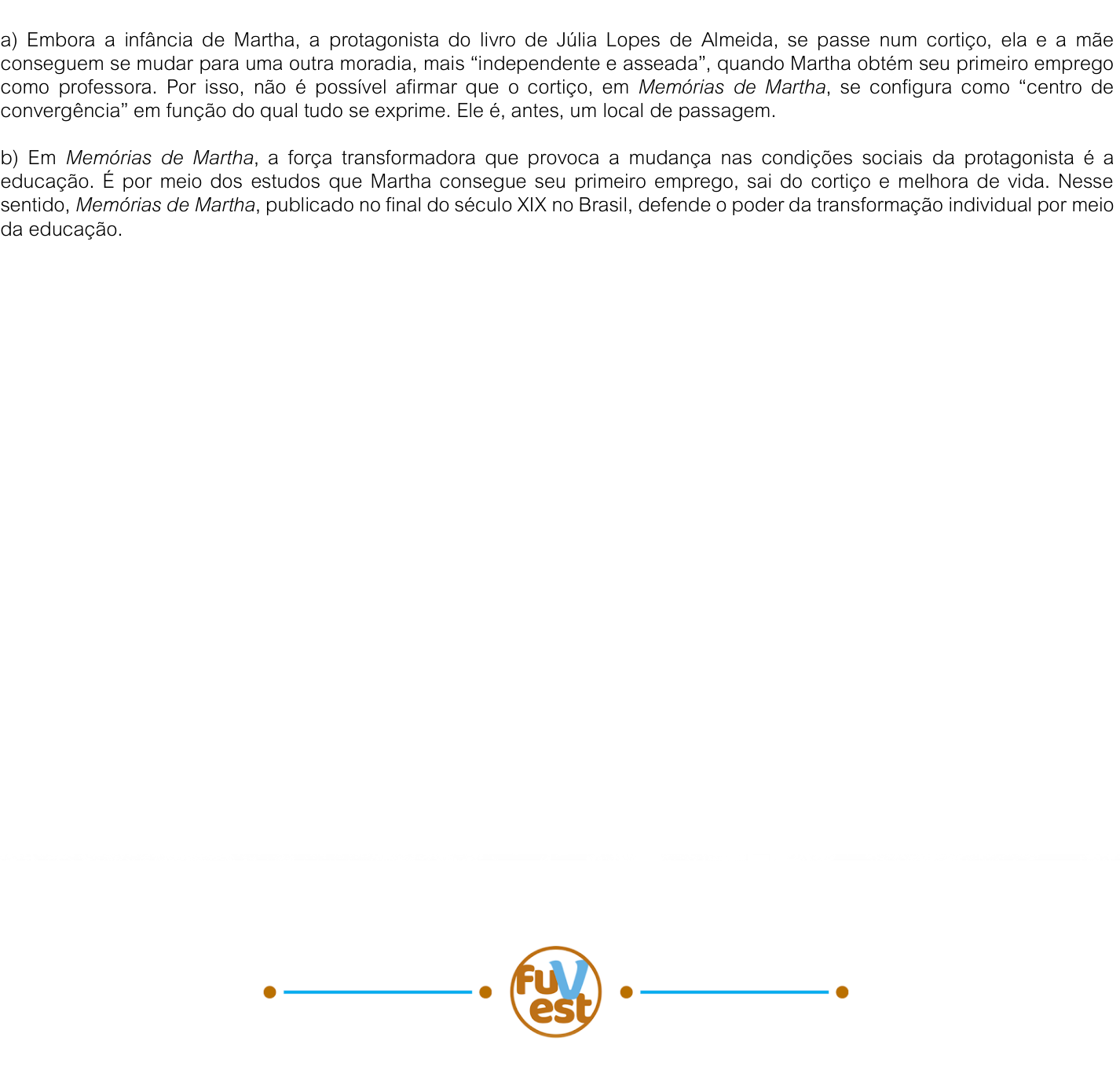 Resposta esperada no documento da FUVEST