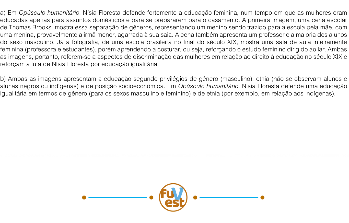 Resposta esperada no documento da FUVEST