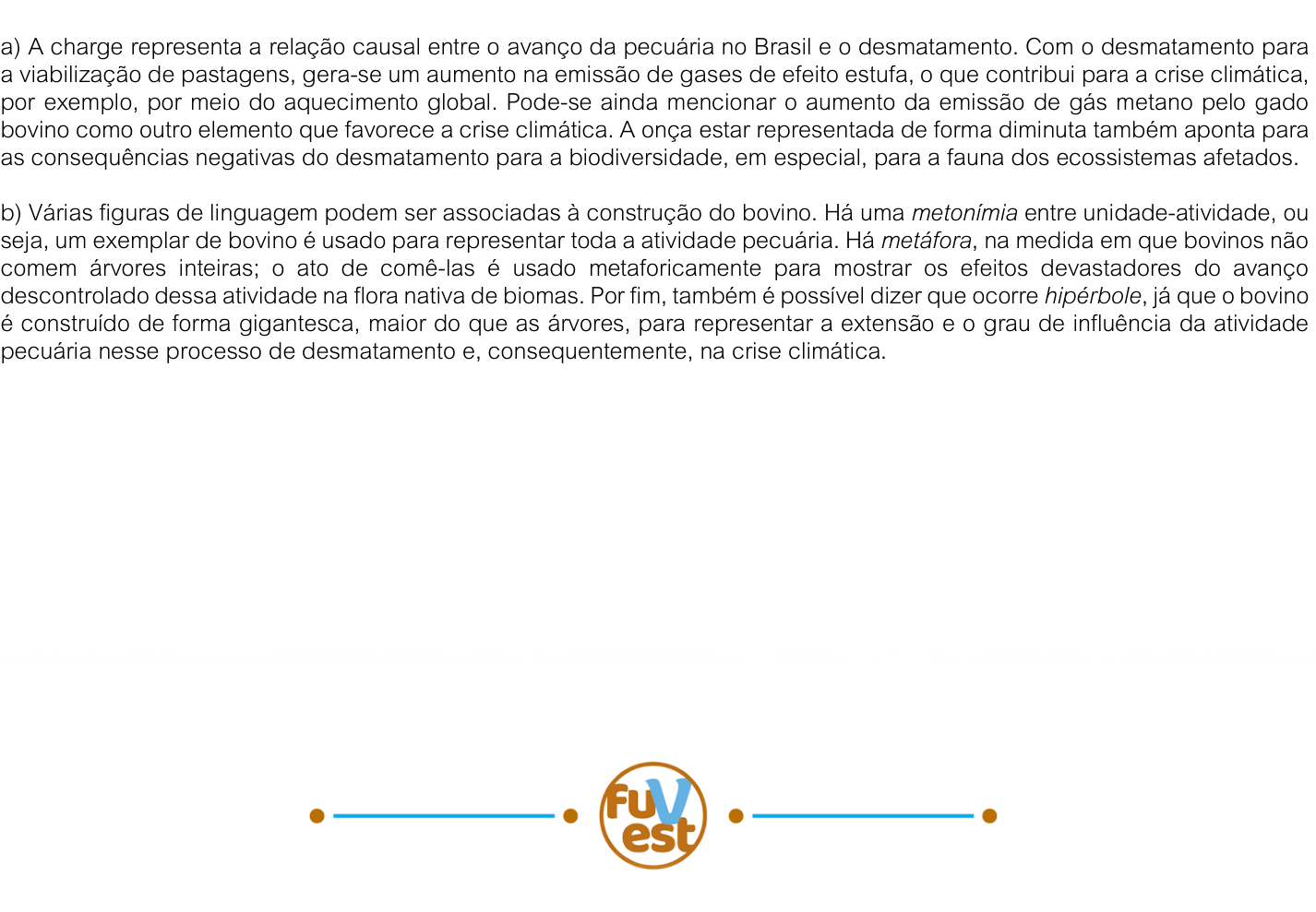 Resposta esperada no documento da FUVEST