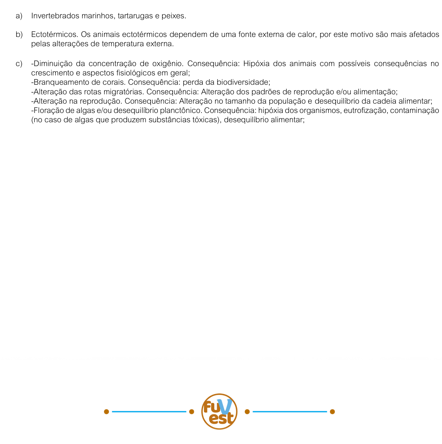Resposta esperada no documento da FUVEST
