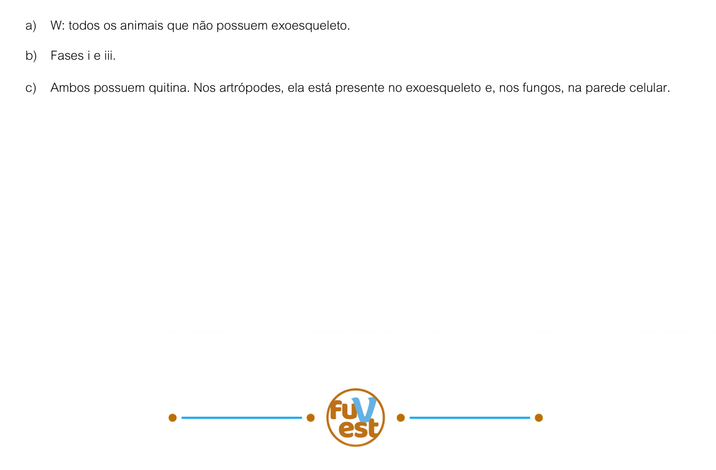 Resposta esperada no documento da FUVEST