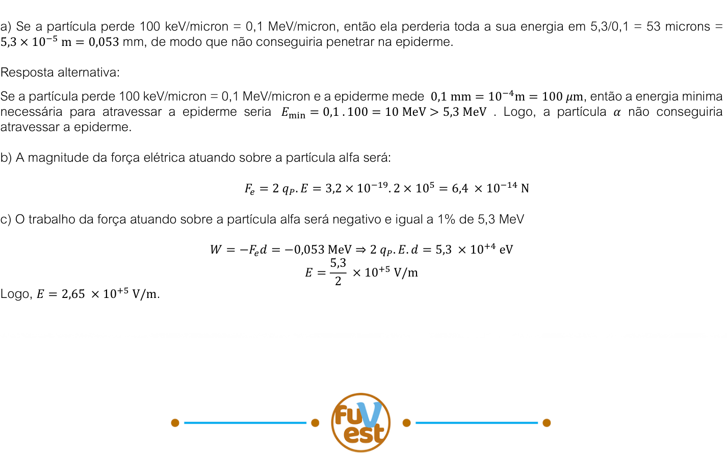 Resposta esperada no documento da FUVEST