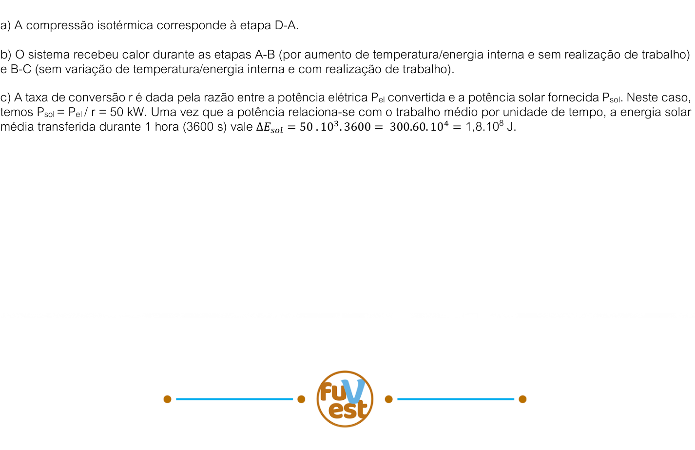 Resposta esperada no documento da FUVEST