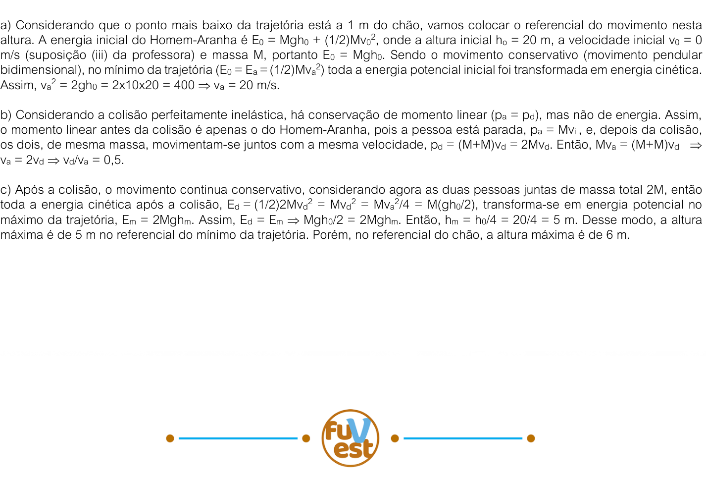 Resposta esperada no documento da FUVEST