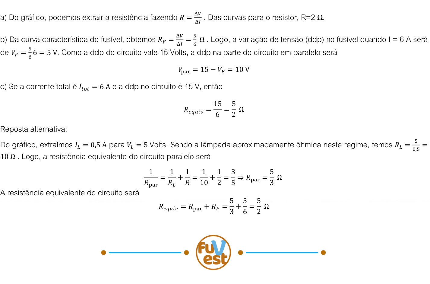 Resposta esperada no documento da FUVEST