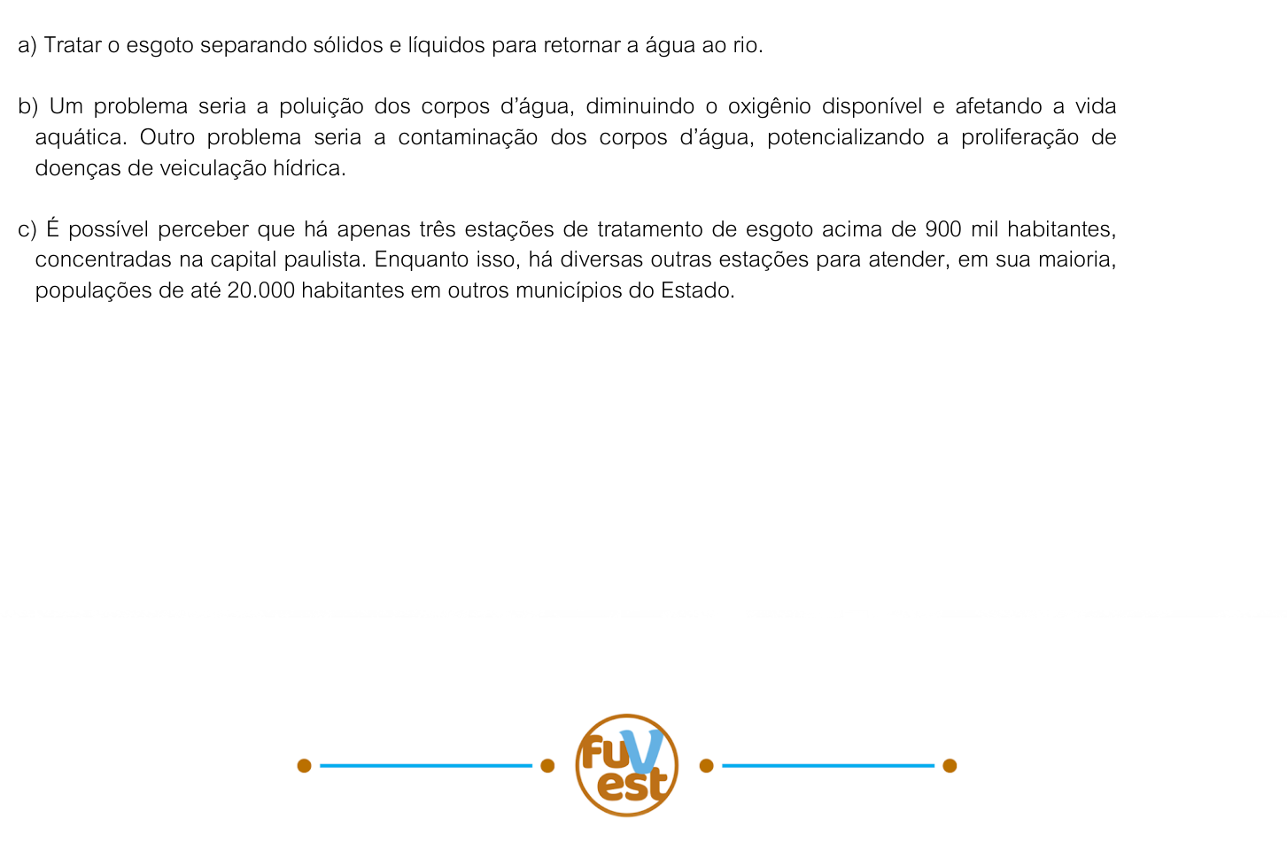 Resposta esperada no documento da FUVEST