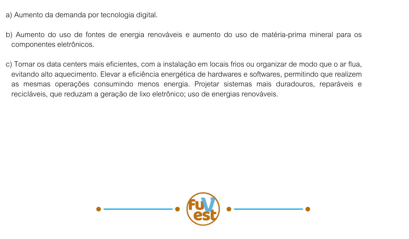 Resposta esperada no documento da FUVEST