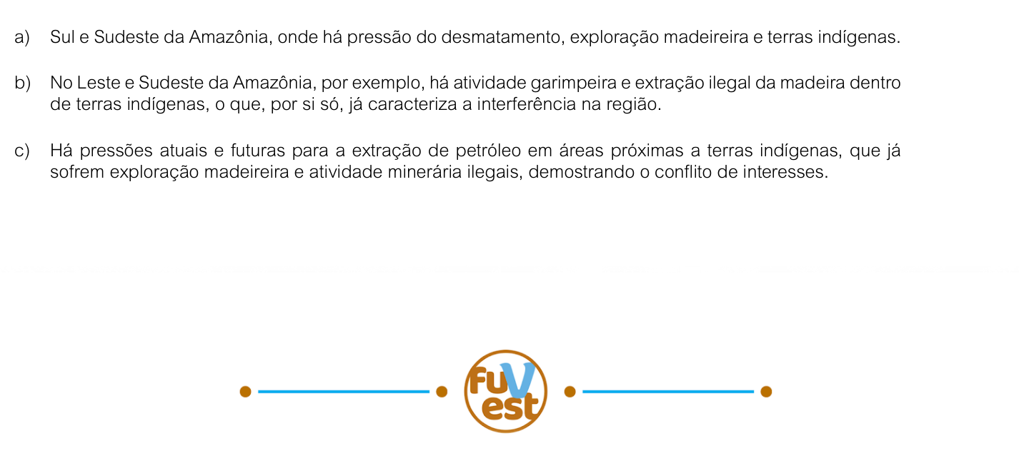 Resposta esperada no documento da FUVEST