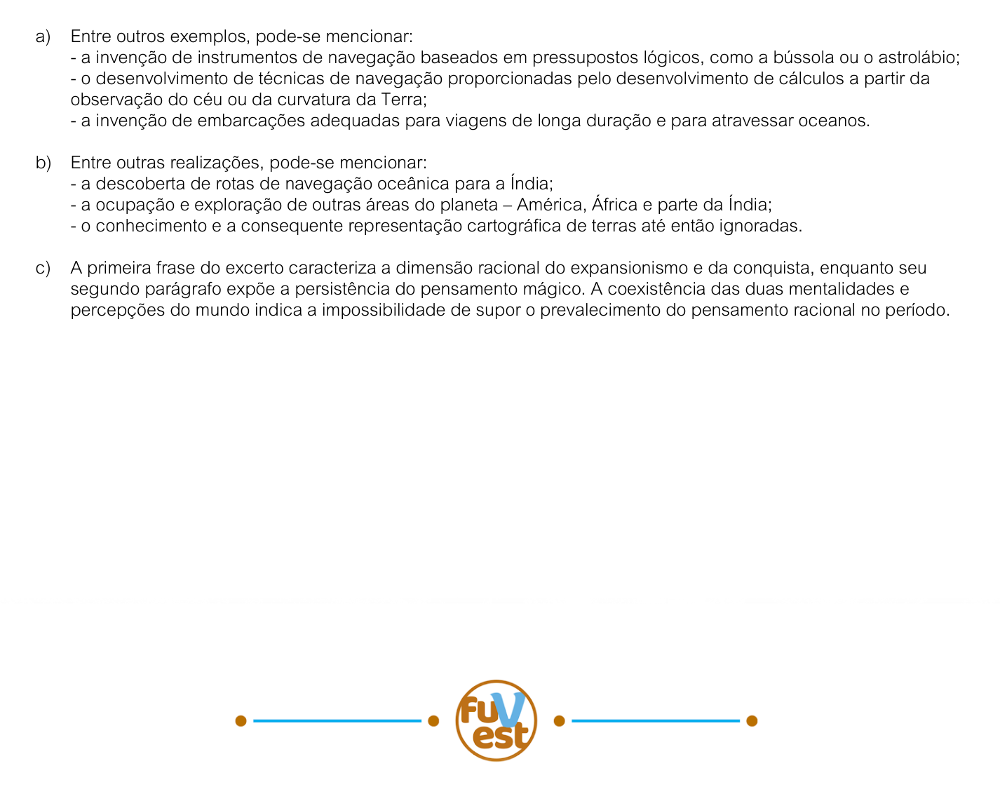 Resposta esperada no documento da FUVEST