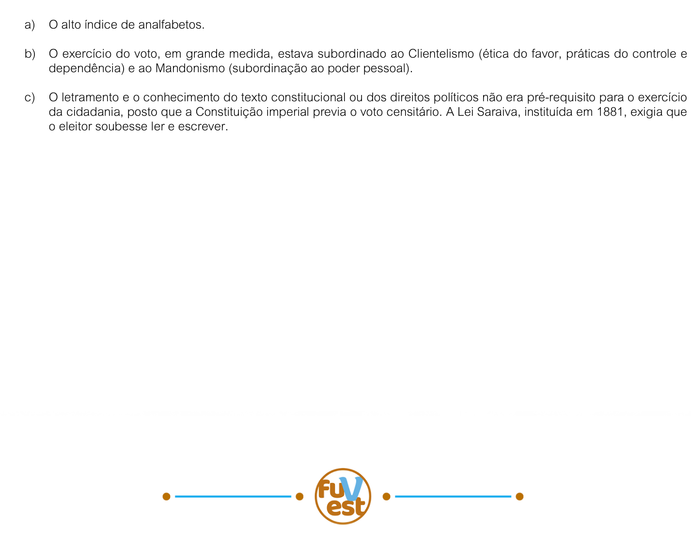 Resposta esperada no documento da FUVEST