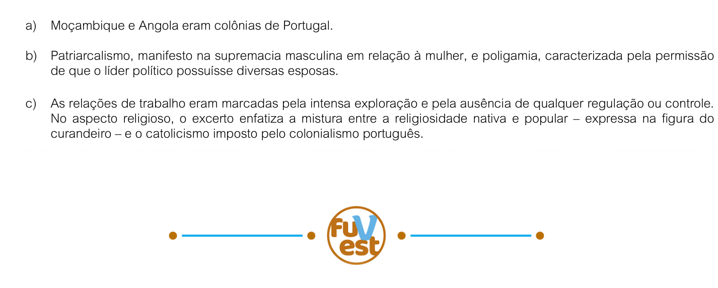 Resposta esperada no documento da FUVEST