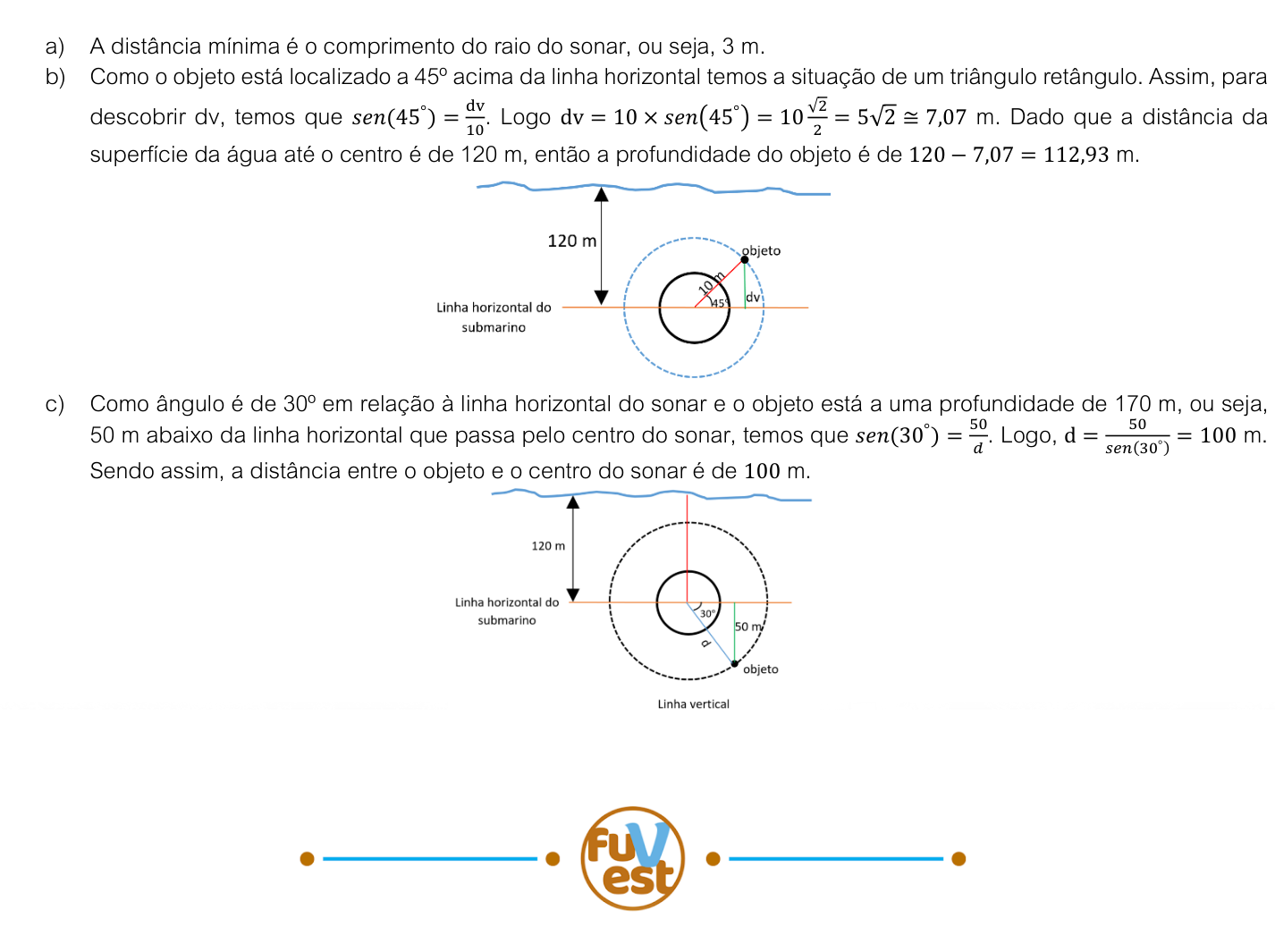 Resposta esperada no documento da FUVEST