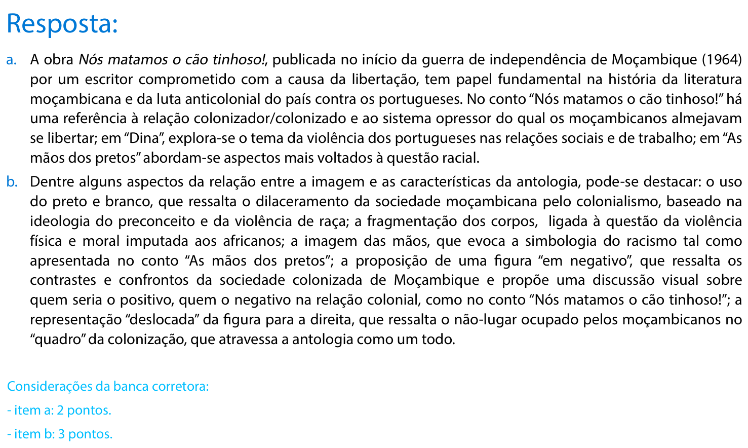 Resposta esperada no documento da FUVEST