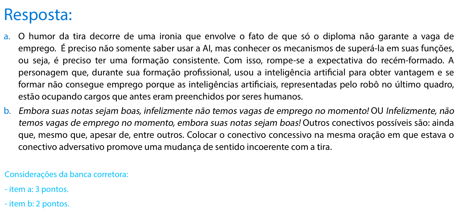 Resposta esperada no documento da FUVEST