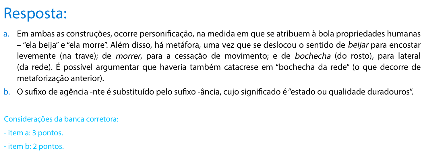 Resposta esperada no documento da FUVEST