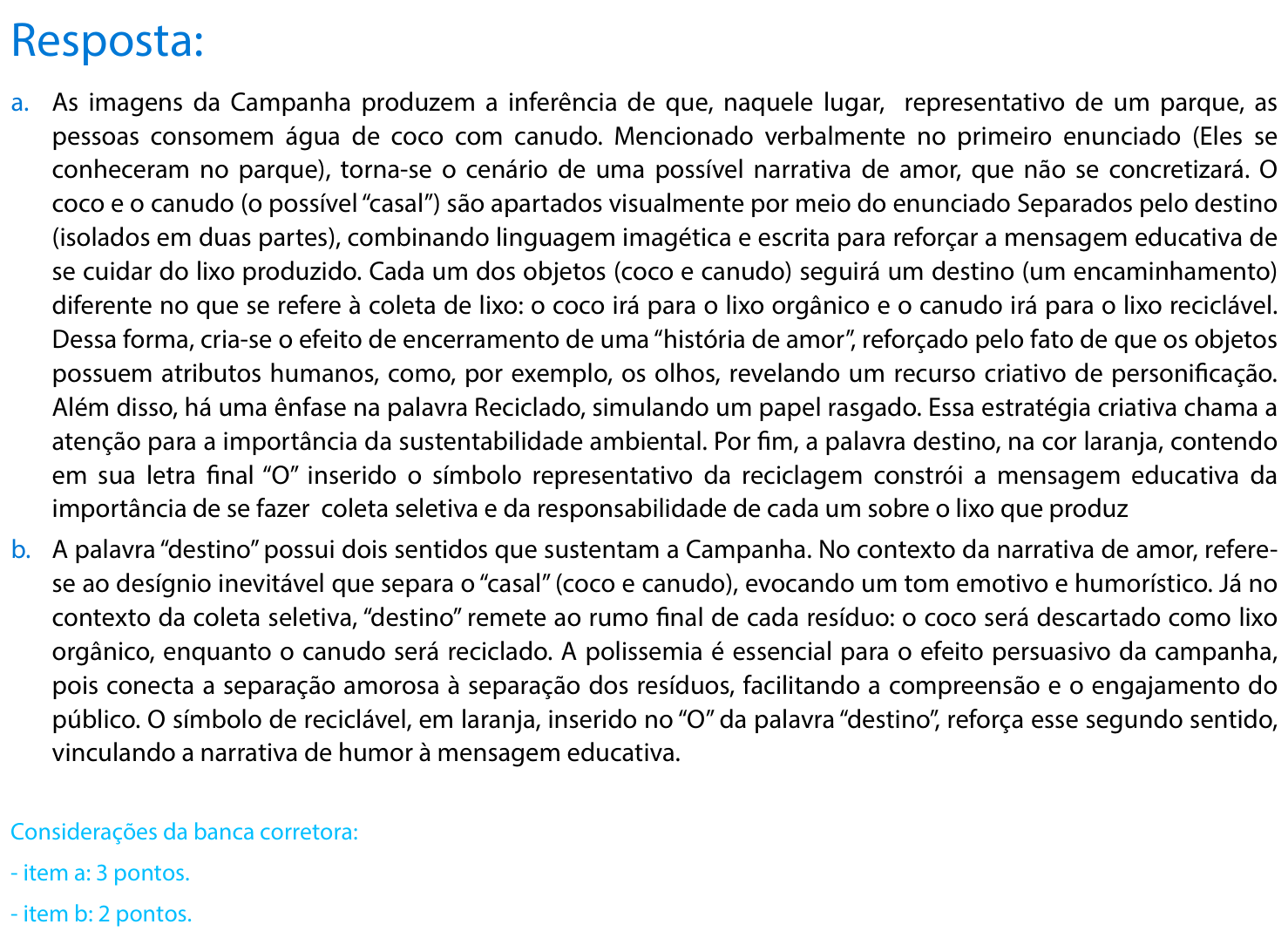 Resposta esperada no documento da FUVEST
