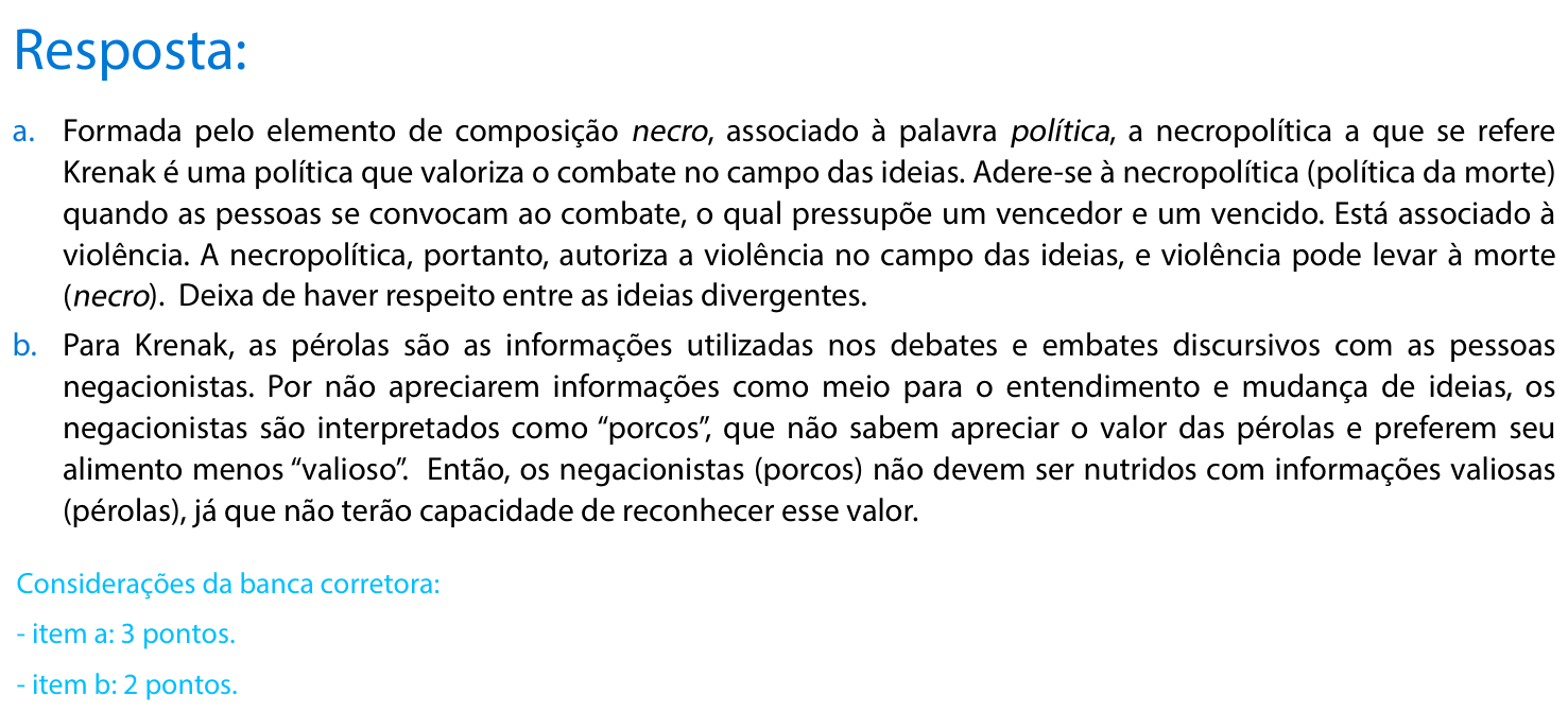 Resposta esperada no documento da FUVEST
