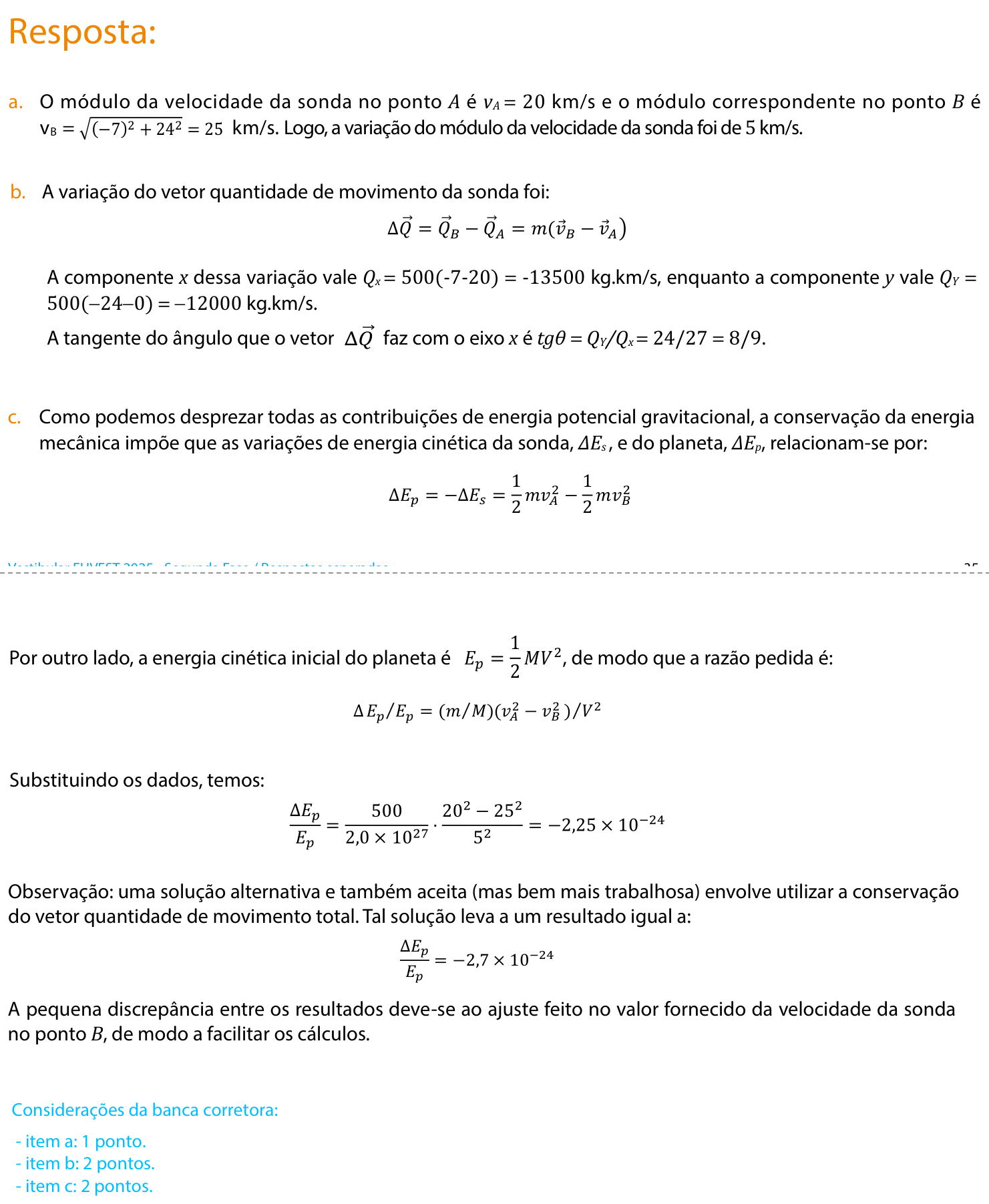Resposta esperada no documento da FUVEST
