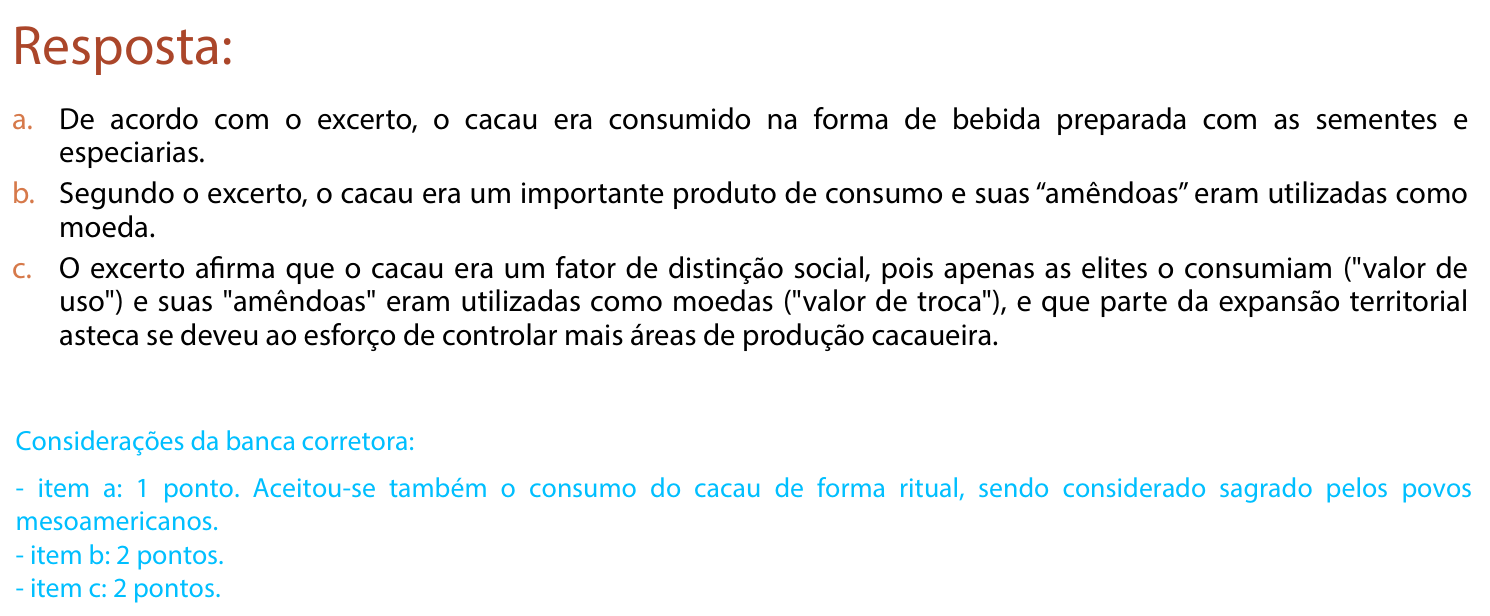 Resposta esperada no documento da FUVEST