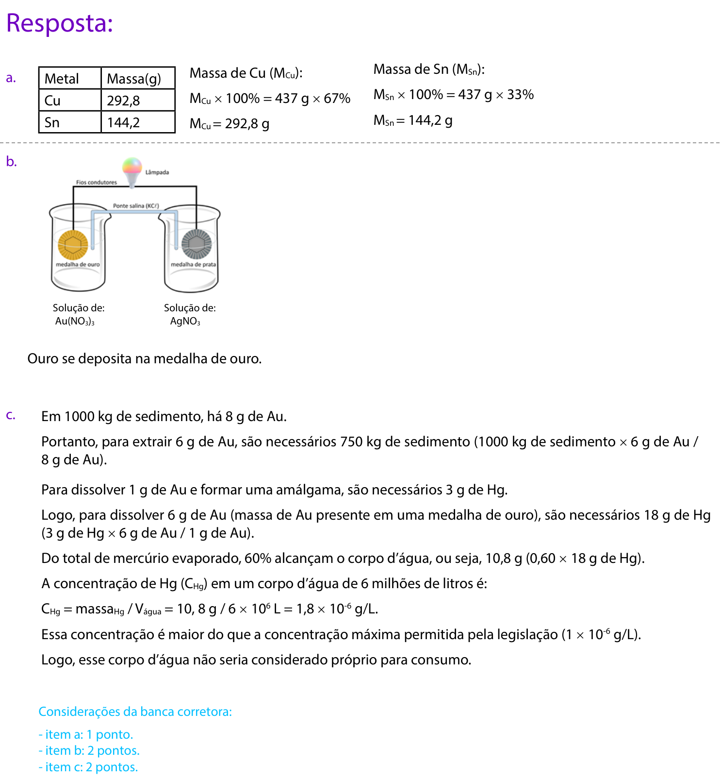 Resposta esperada no documento da FUVEST