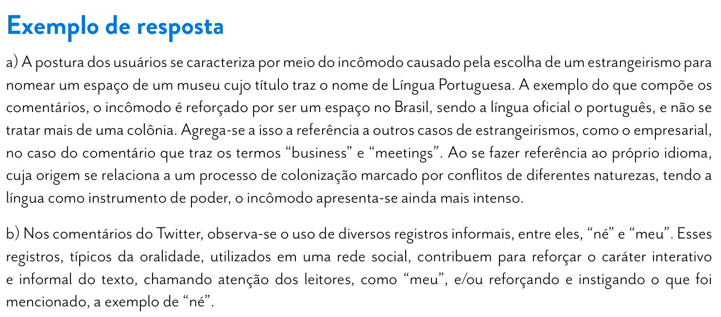 Resposta esperada no documento da FUVEST