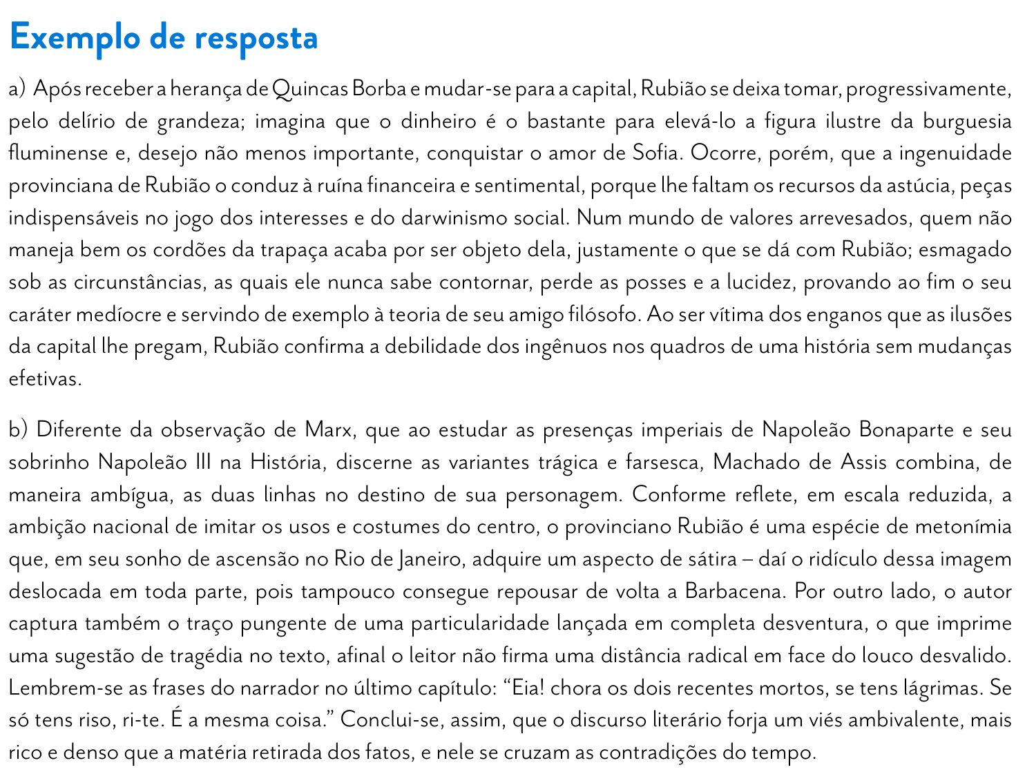 Resposta esperada no documento da FUVEST