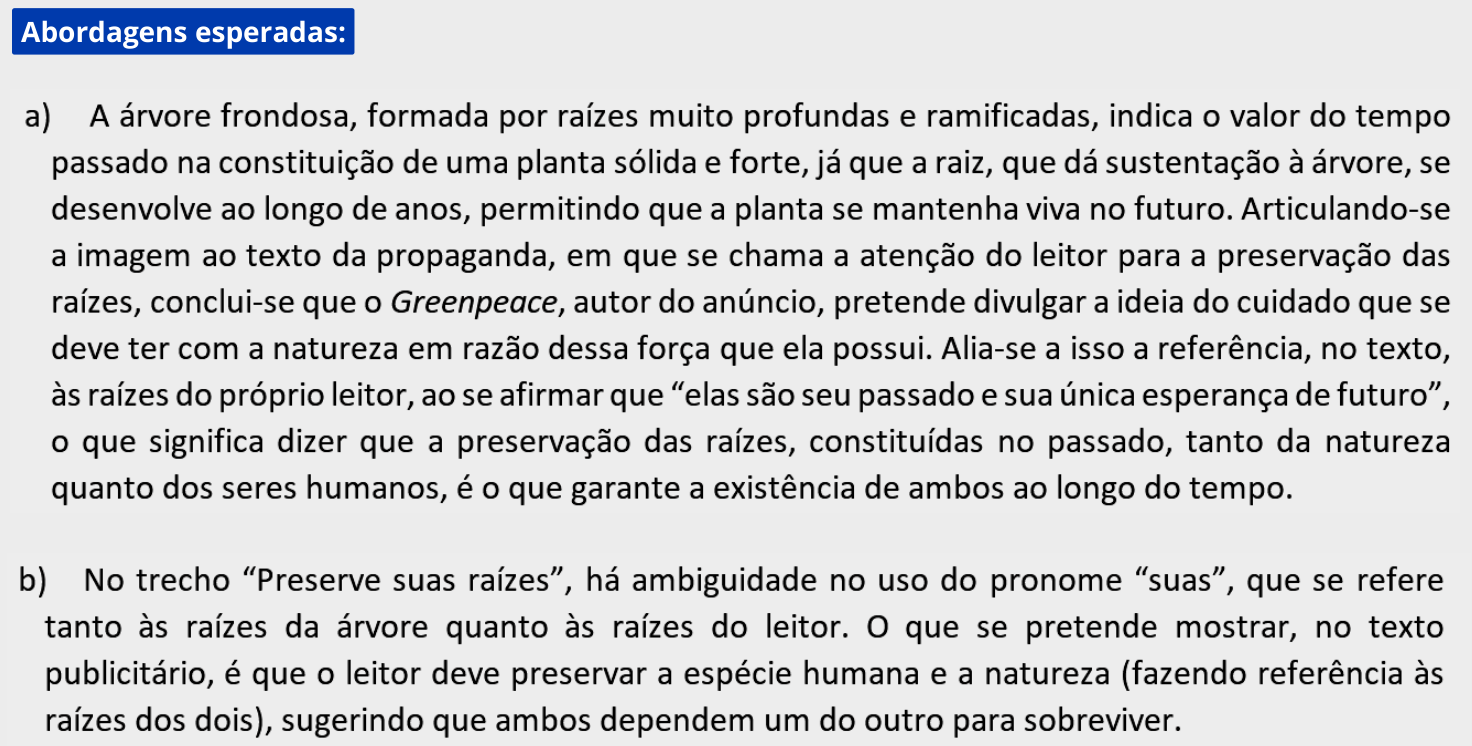 Resposta esperada no documento da FUVEST