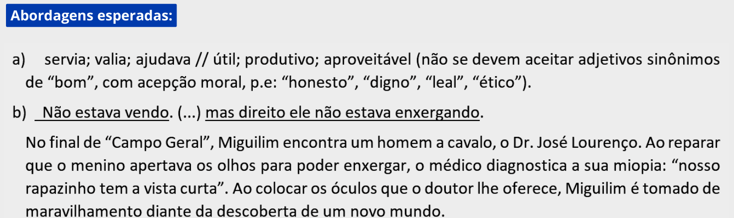 Resposta esperada no documento da FUVEST