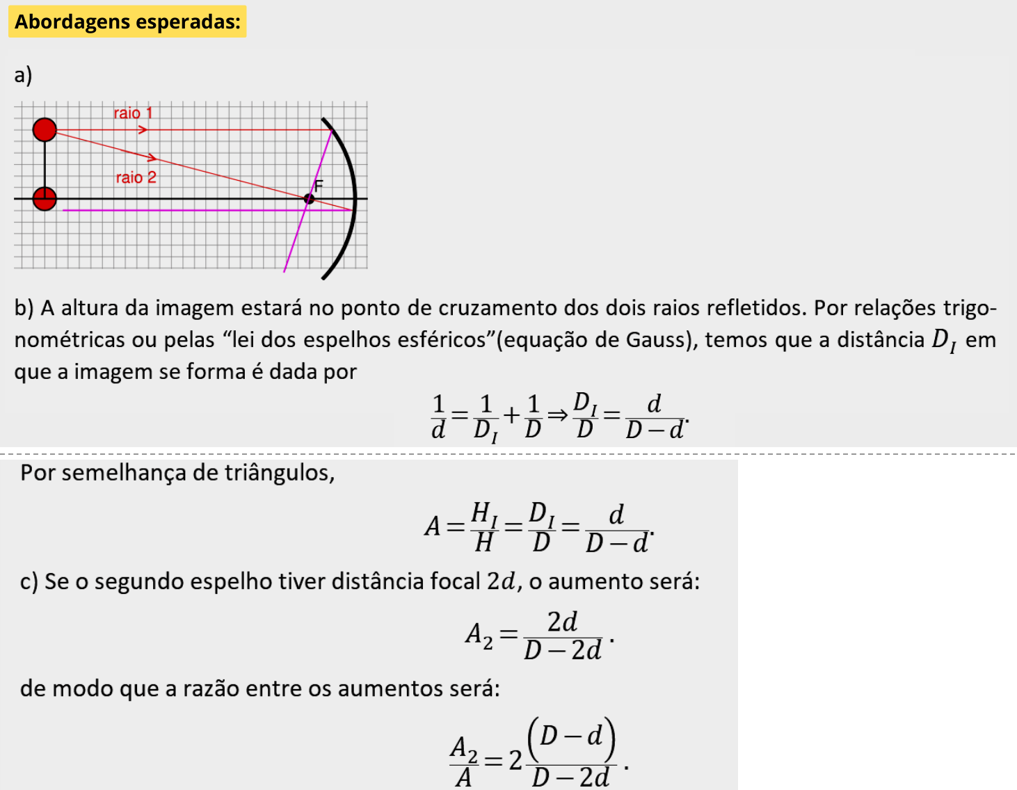 Resposta esperada no documento da FUVEST