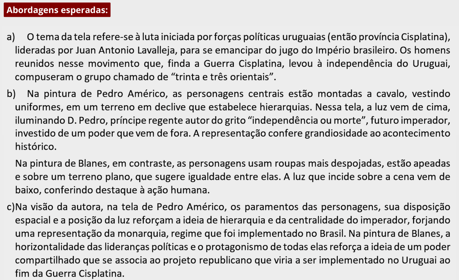 Resposta esperada no documento da FUVEST