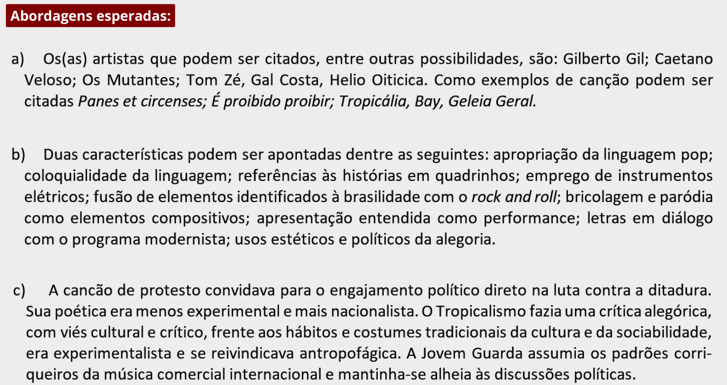 Resposta esperada no documento da FUVEST