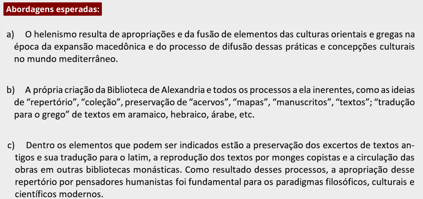 Resposta esperada no documento da FUVEST
