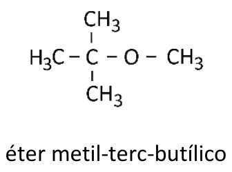 Fórmula estrutural do éter metil-terc-butílico