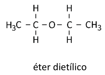 Fórmula estrutural do éter dietílico