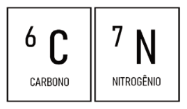 Elementos carbono e nitrogênio com seus números atômicos 6 e 7