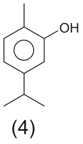 Fórmula estrutural da substância 4: anel aromático com substituintes metil, isopropil e hidroxila